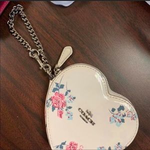 Coach Wild Flowers Heart Wristlet and Key Chain
